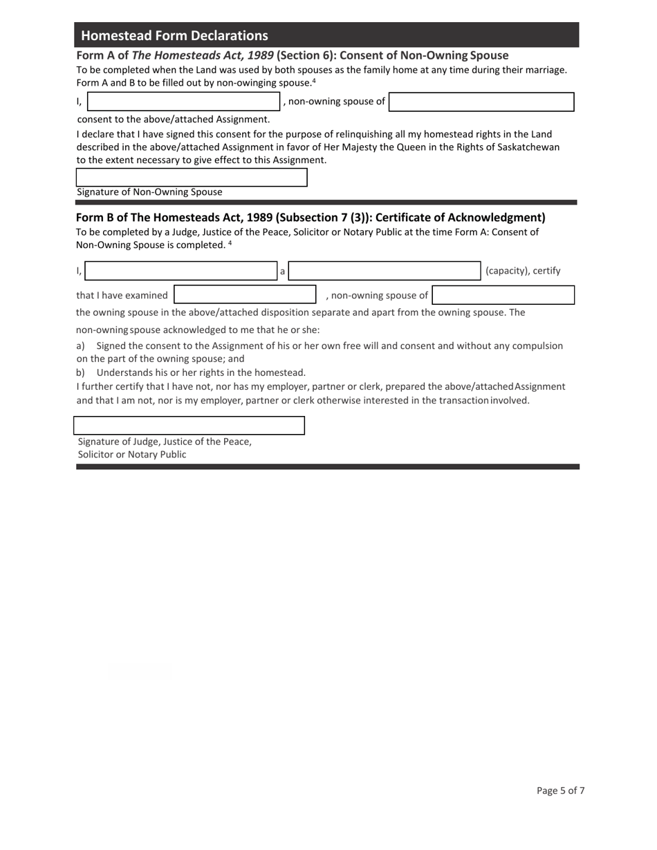 Request for Assignment - Saskatchewan, Canada, Page 5