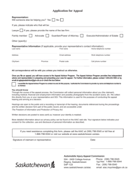 Application for Appeal No Fault Insurance Personal Injury Decision - Saskatchewan, Canada, Page 2