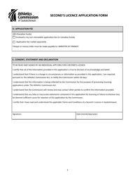 Application for a Professional Combative Sport Second Licence - Saskatchewan, Canada, Page 3