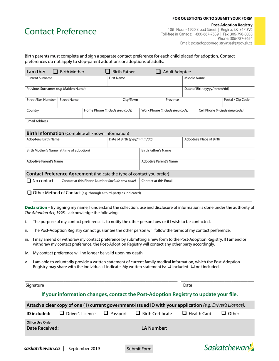 Contact Preference - Saskatchewan, Canada, Page 1