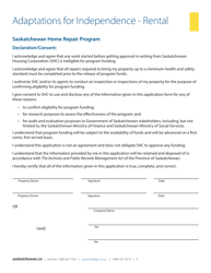 Form H08R-FS &quot;Saskatchewan Home Repair Program - Adaptation for Independence - Rental&quot; - Saskatchewan, Canada, Page 5