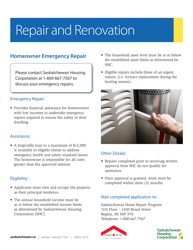 Form H09FS &quot;Saskatchewan Home Repair Program - Emergency Repair Application Form&quot; - Saskatchewan, Canada