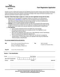 Farm Registration Application - Nova Scotia, Canada, Page 2