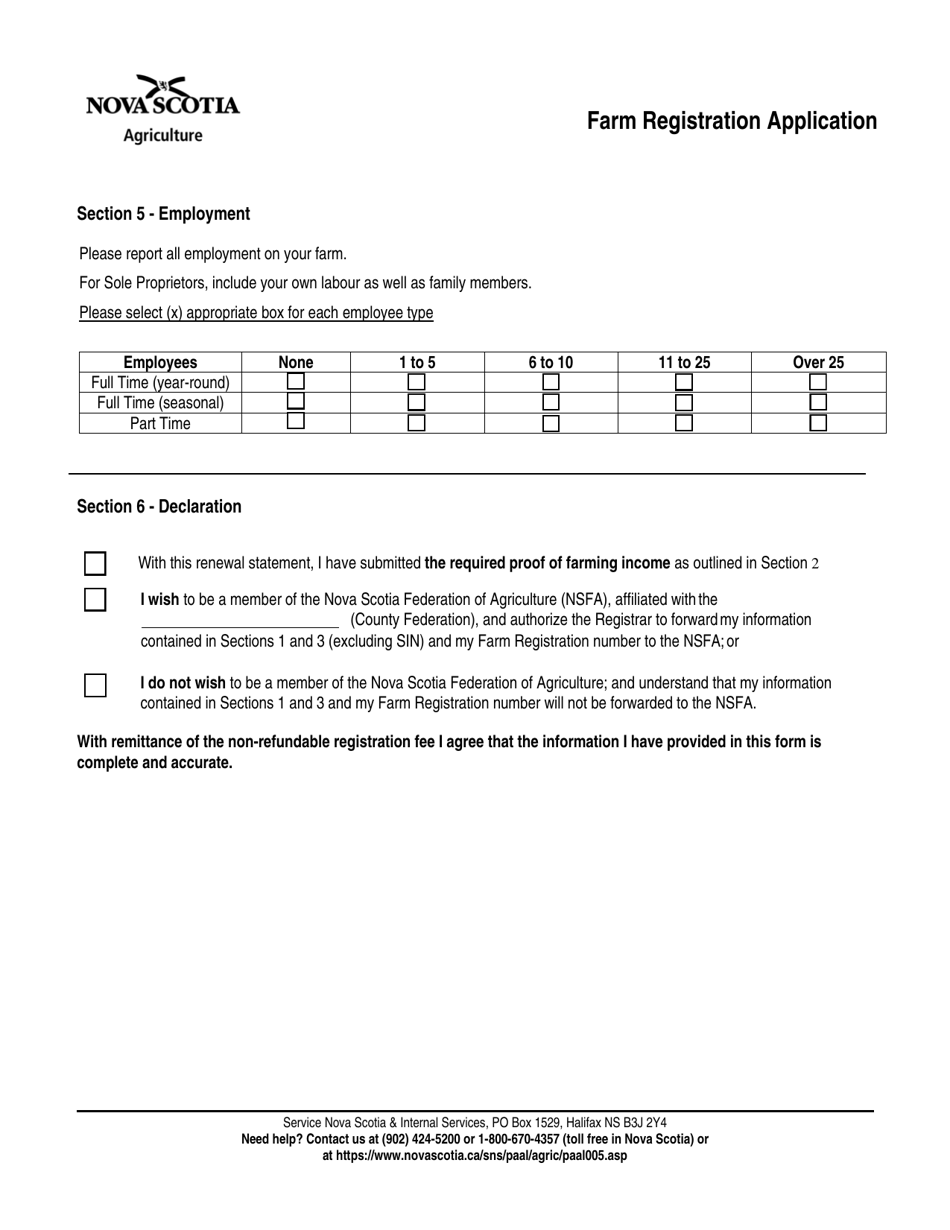 Farm Registration Application - Nova Scotia, Canada, Page 4