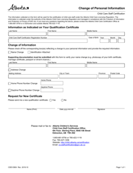 Document preview: Form CDEV3904 Change of Personal Information - Alberta, Canada