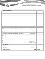 Registrations and Filings Form - Northwest Territories, Canada, Page 2