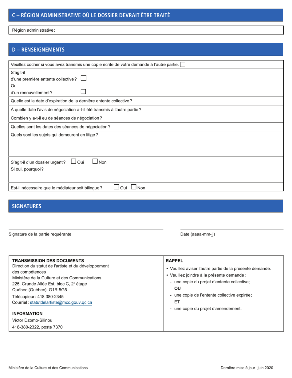 Demande De Designation Dun Mediateur - Quebec, Canada, Page 2