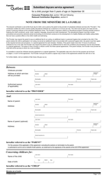 Form FO-0659A Subsidized Daycare Service Agreement - Quebec, Canada