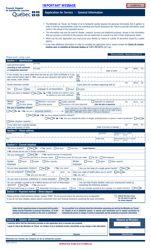 Form 3003A Application for Services - General Information - Quebec, Canada