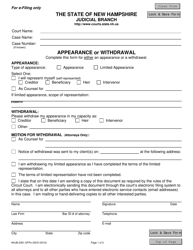 Document preview: Form NHJB-2391-DFPE Appearance or Withdrawal - New Hampshire