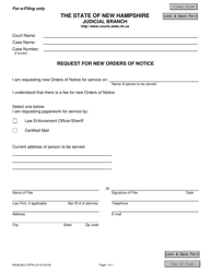 Document preview: Form NHJB-2813-DFPE Request for New Orders of Notice - New Hampshire