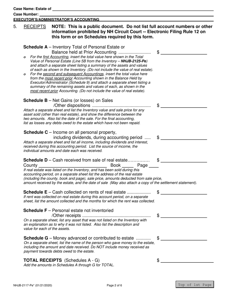 Form NHJB-2117-PE Executors / Administrators Accounting - New Hampshire, Page 2