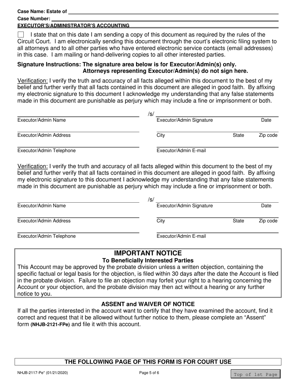 Form NHJB-2117-PE Executors / Administrators Accounting - New Hampshire, Page 5