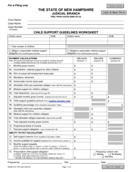 Form NHJB-2101-FPE Child Support Guidelines Worksheet - New Hampshire