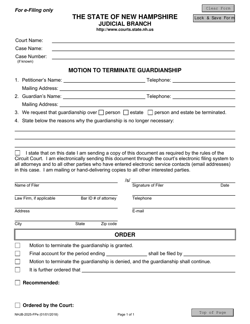 Form NHJB-2025-FPE Motion to Terminate Guardianship - New Hampshire, Page 1