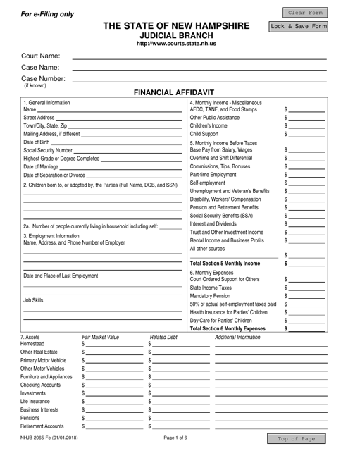 Form NHJB-2065-FE  Printable Pdf