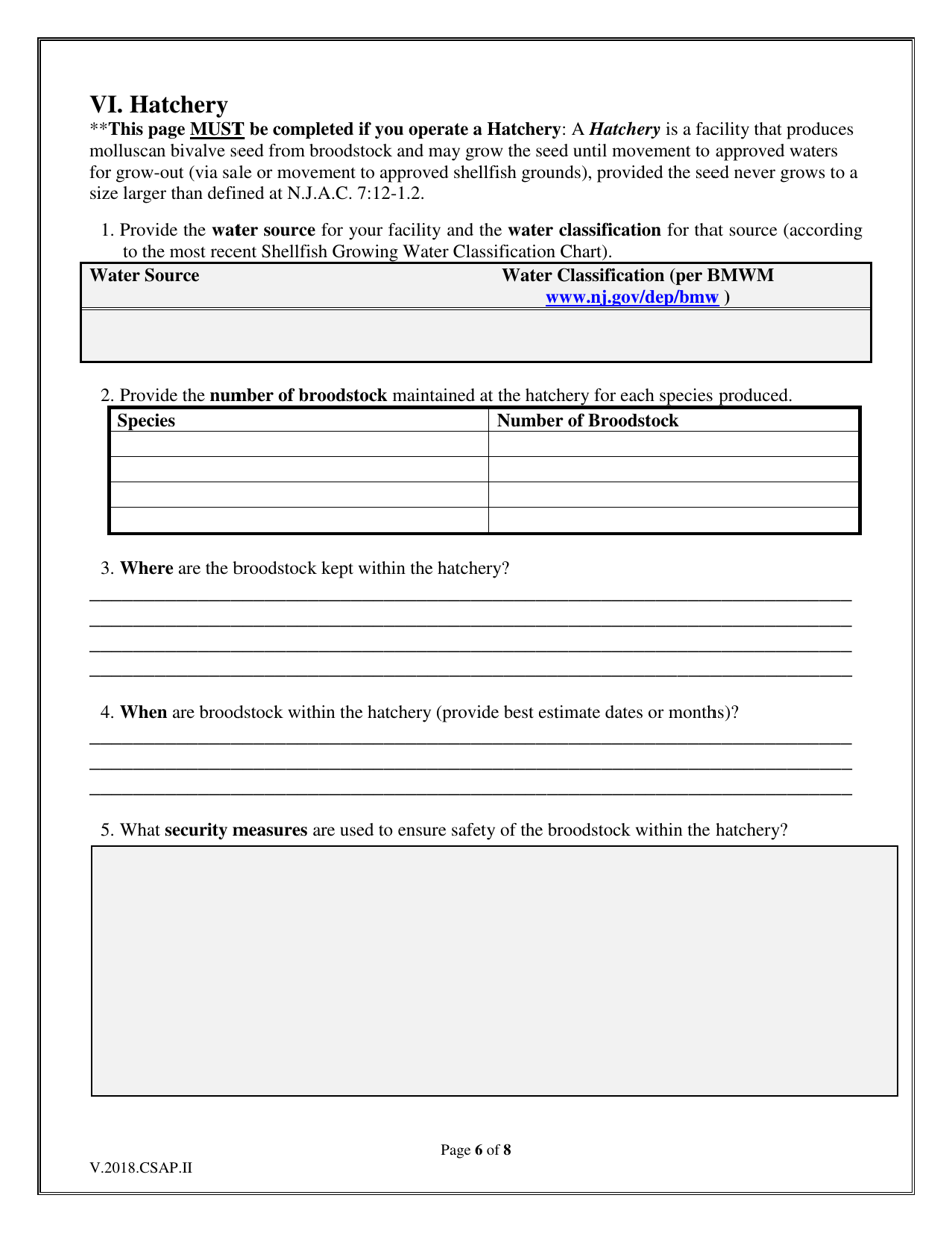 Aquatic Farmer License Application I - Molluscan Bivalve Shellfish Only - New Jersey, Page 6