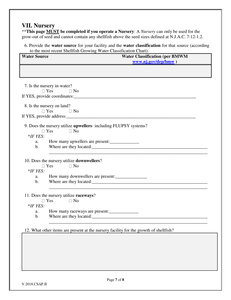 Aquatic Farmer License Application I - Molluscan Bivalve Shellfish Only - New Jersey, Page 7