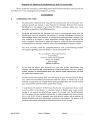 Form 71 Request for Removal From Voluntary Self-exclusion List - New Jersey, Page 2