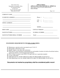 Form ES-90F Application for Individual Approval for Inflatables - New Jersey