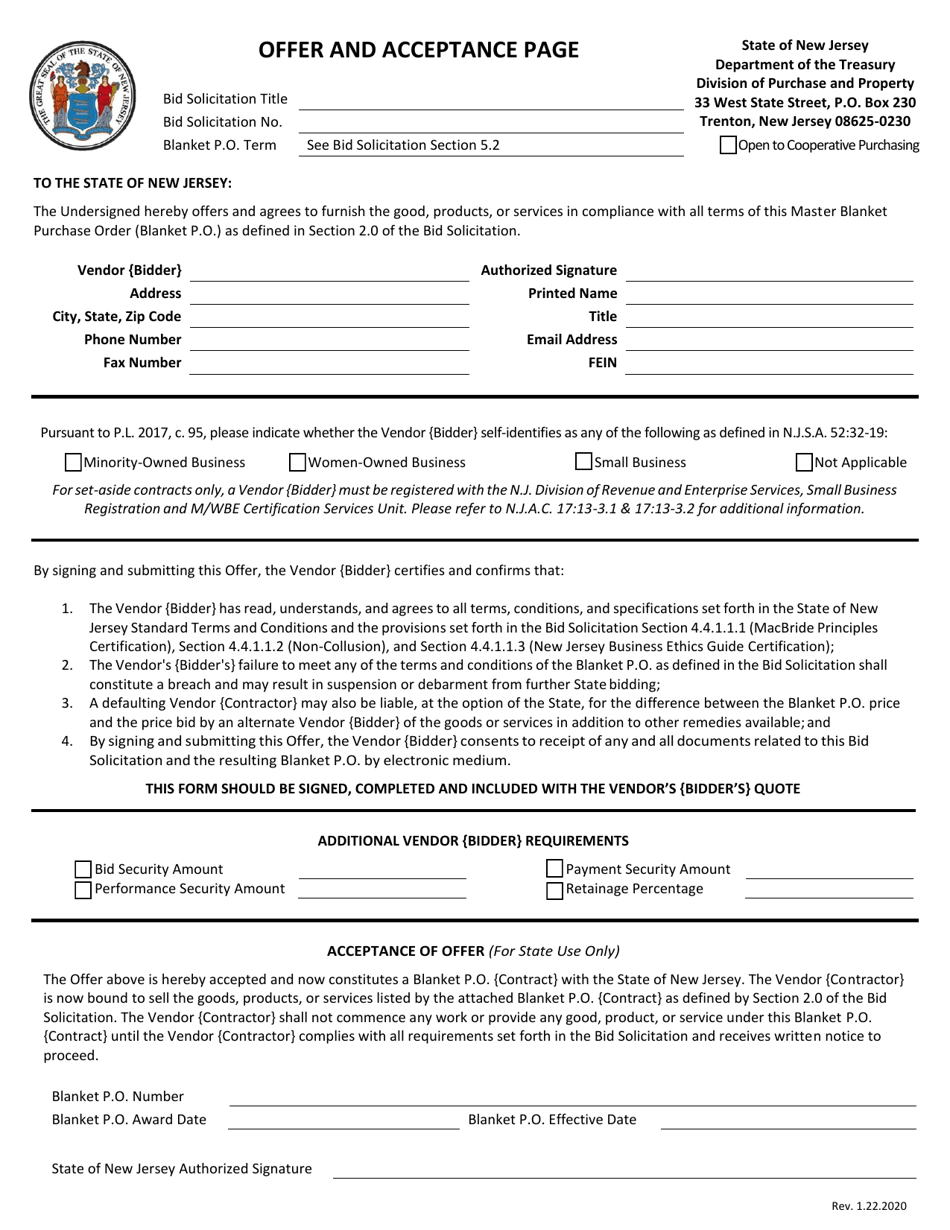 New Jersey Offer and Acceptance Page - Fill Out, Sign Online and ...