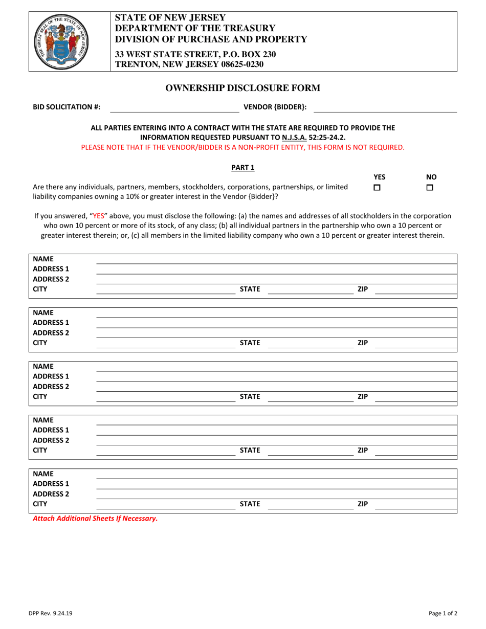 Ownership Disclosure Form - New Jersey, Page 1