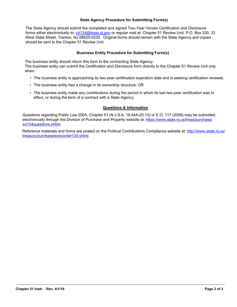 New Jersey TwoYear Chapter 51/Executive Order 117 Vendor Certification
