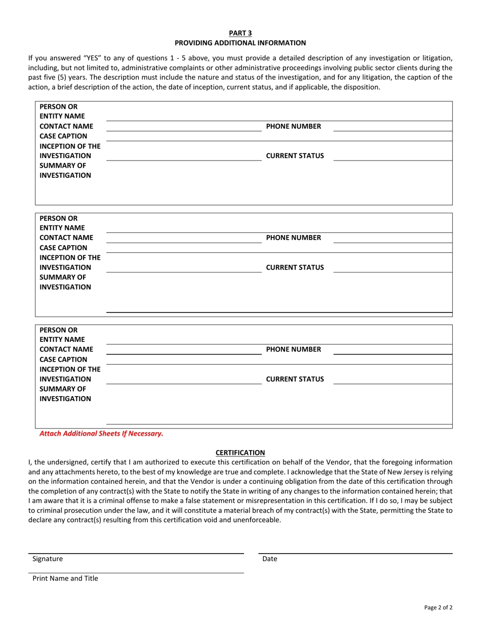 New Jersey Disclosure of Investigations and Other Actions Involving the ...