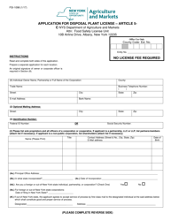 Document preview: Form FSI-1098 Application for Disposal Plant License - Article 5-c - New York