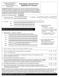 Pathologists' Assistant Form 1 &quot;Application for Licensure&quot; - New York