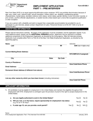 Form S1000 Part 1 Employment Application - Pre-interview - New York