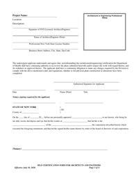 Self-certification Form for Architects and Engineers - New York, Page 3
