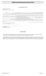 Form DOS-2059 $20,000 Authorized Sanctioning Entity Bond - New York, Page 2