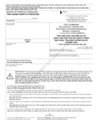 Form AOC-CV-521 Civil Summons No-Contact Order for Stalking or Nonconsensual Sexual Conduct - North Carolina (English/Vietnamese)