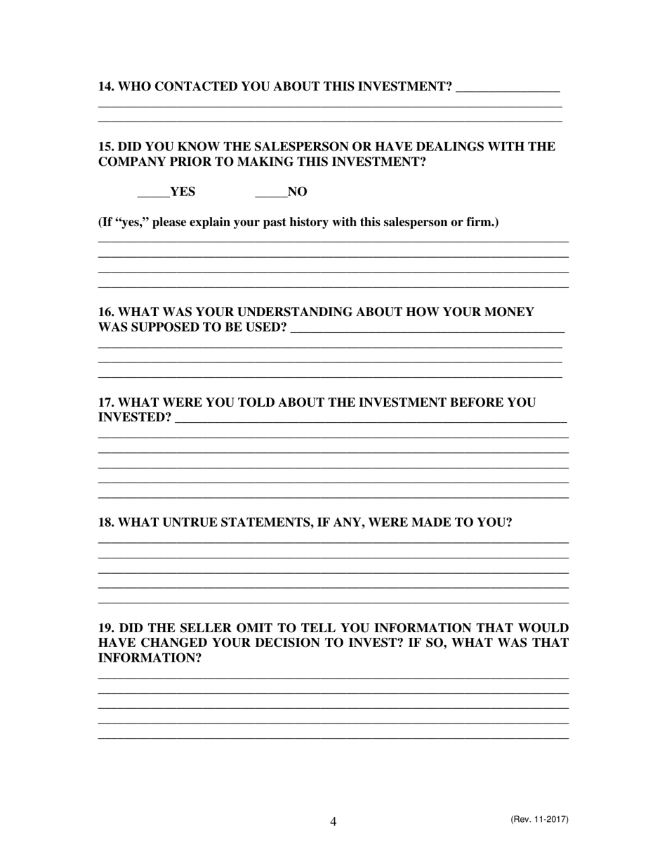 Complaint Form - North Carolina, Page 4