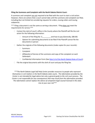 Starting a Civil Action Checklist - North Dakota, Page 4