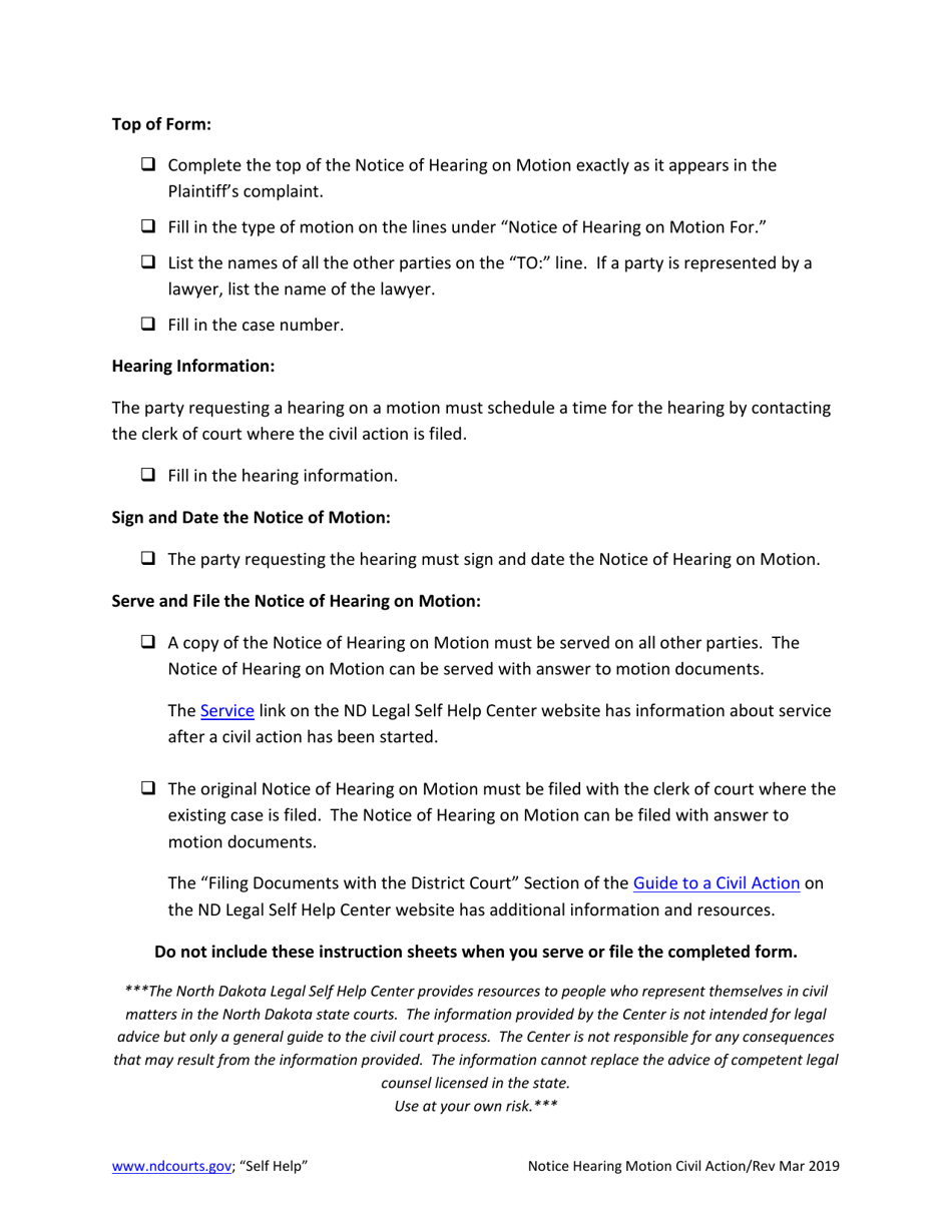 Notice of Hearing on Motion - North Dakota, Page 3