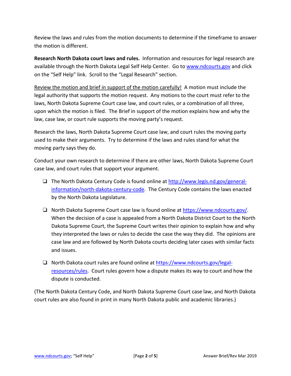 Answer Brief to Motion - North Dakota, Page 5
