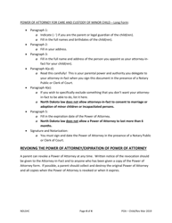 Instructions for Power of Attorney for Care and Custody of Minor Child(Ren) - North Dakota, Page 4