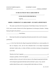 Document preview: Order - Emergency Guardianship - Ex Parte Appointment - North Dakota