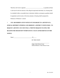 Order - Emergency Guardianship - Ex Parte Appointment - North Dakota, Page 3