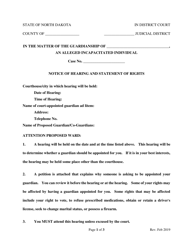 Document preview: Notice of Hearing and Statement of Rights - North Dakota
