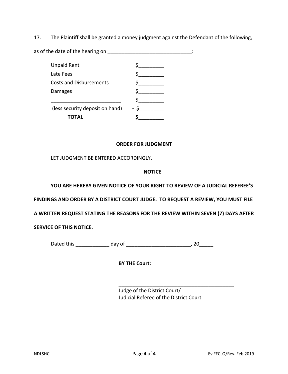 Findings of Fact, Conclusions of Law and Order for Judgement - North Dakota, Page 4