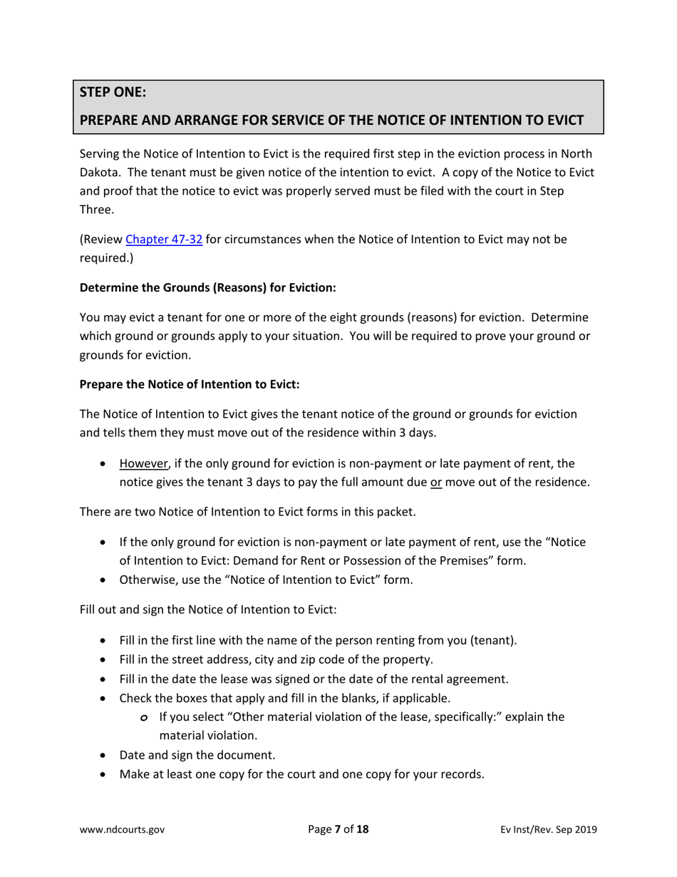 Instructions for Eviction Forms - North Dakota, Page 7
