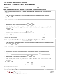 Diagnosis Verification (Ages 10 and Above) - Ohio