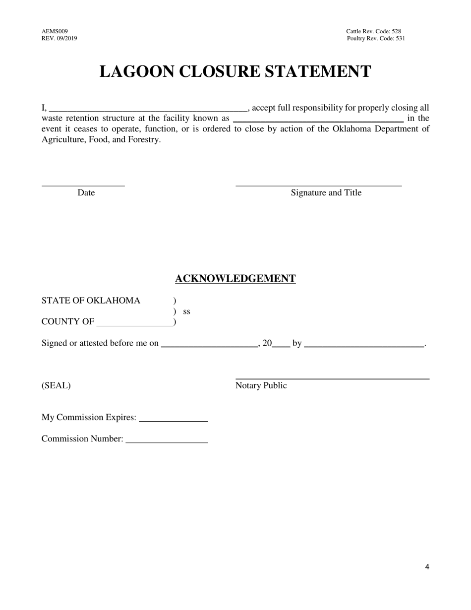Form AEMS009 Concentrated Animal Feeding Operation (Cafo) License Transfer Application - Oklahoma, Page 4