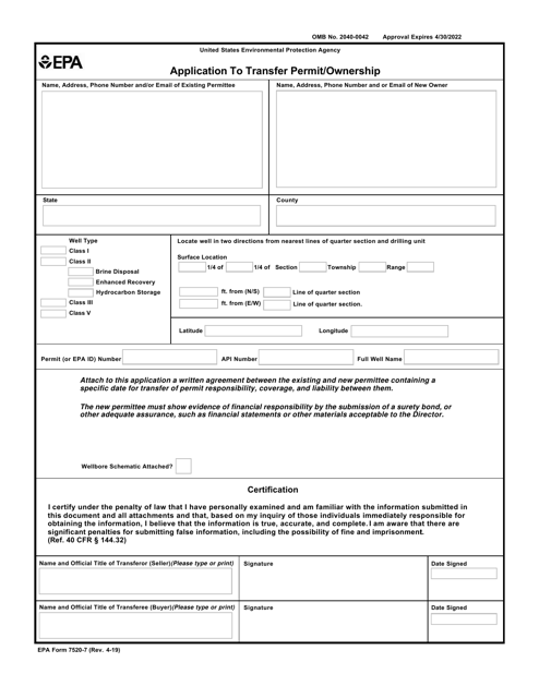 EPA Form 7520-7  Printable Pdf