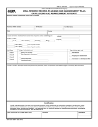 EPA Form 7520-19 Well Rework Record, Plugging and Abandonment Plan, or Plugging and Abandonment Affidavit