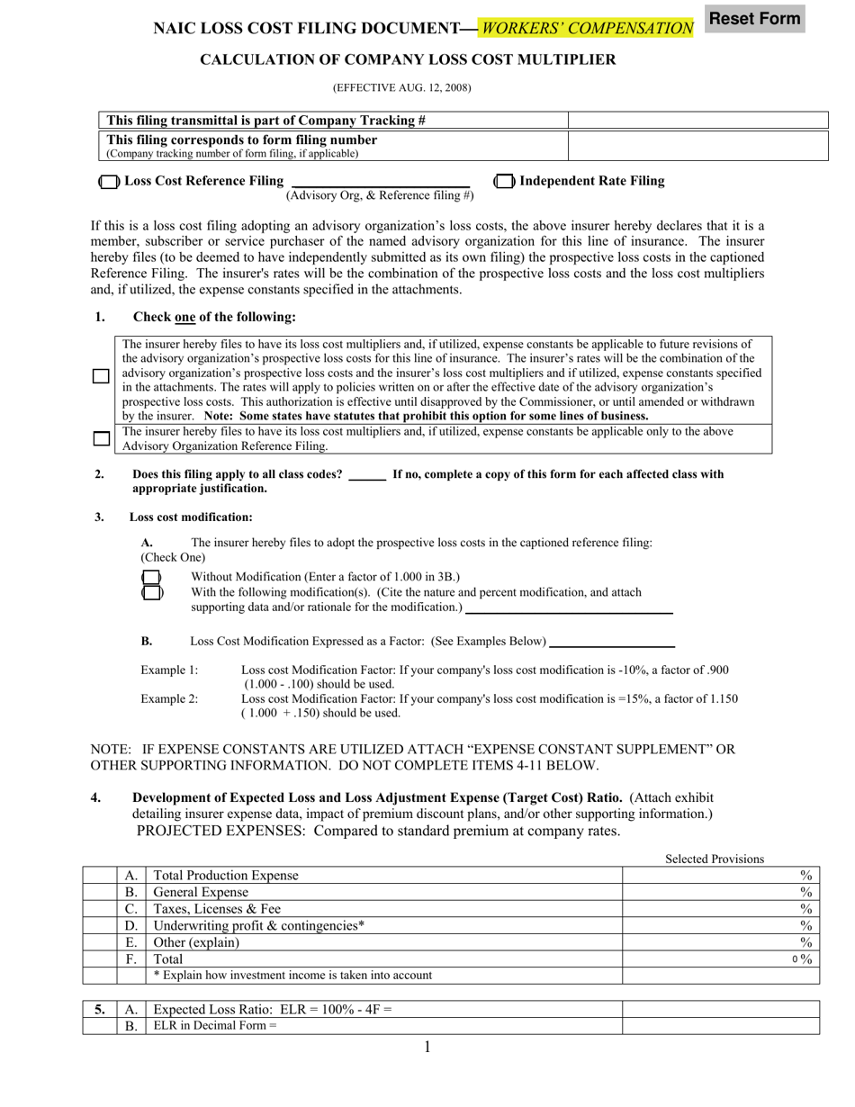 naic-loss-cost-filing-document-workers-compensation-calculation-of