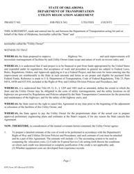 R/W Form 305 Utility Relocation Agreement - Oklahoma